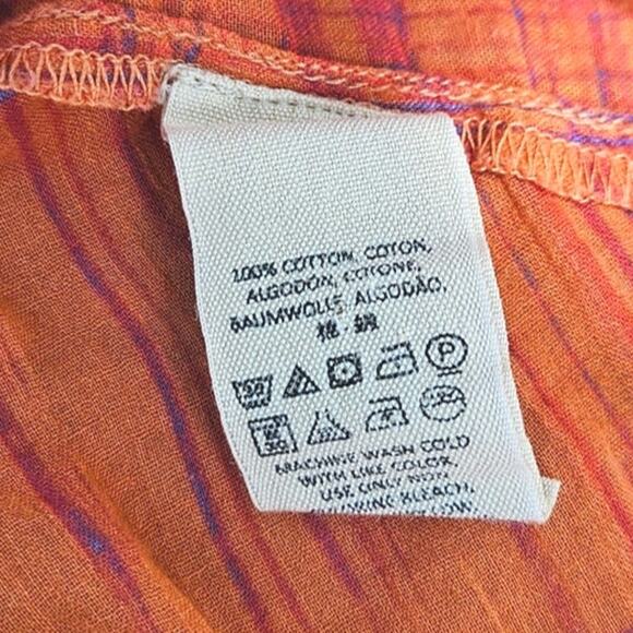 Free People Shore Vibes Button Down Long Sleeve Cotton Orange Women's Small - Picture 5 of 7